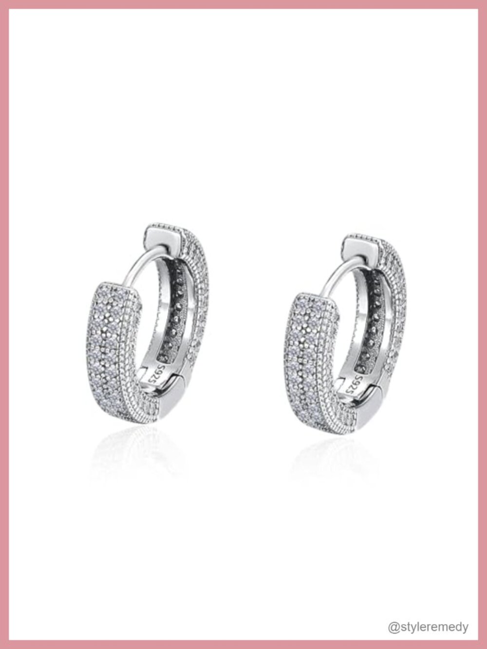 925 Sterling Silver Moissanite Hoop Earrings 14K White Gold Plated Huggie